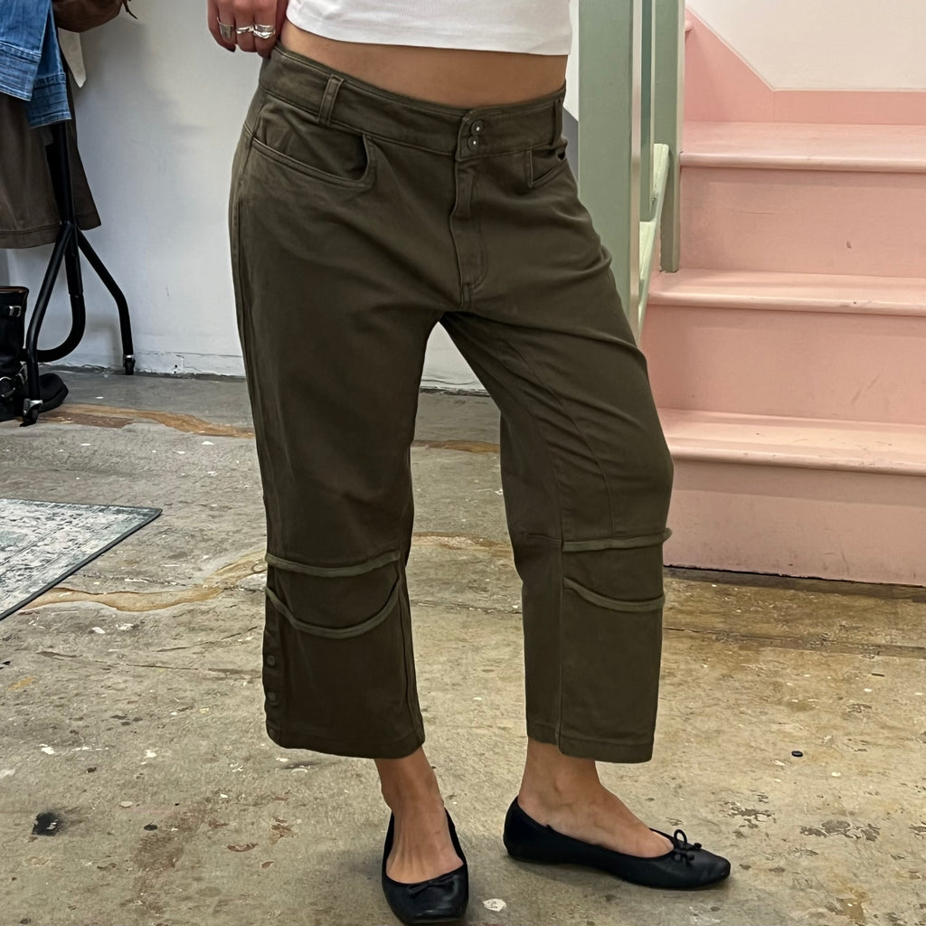 Khaki denim capris