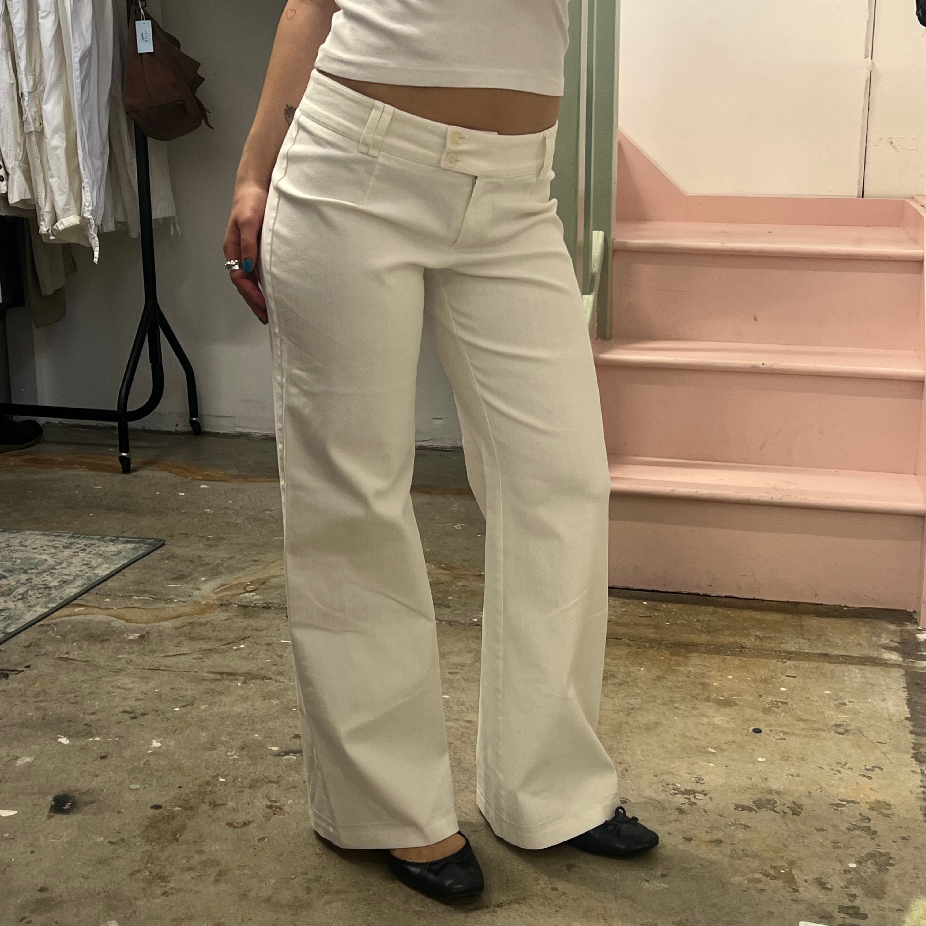 White wide leg jeans
