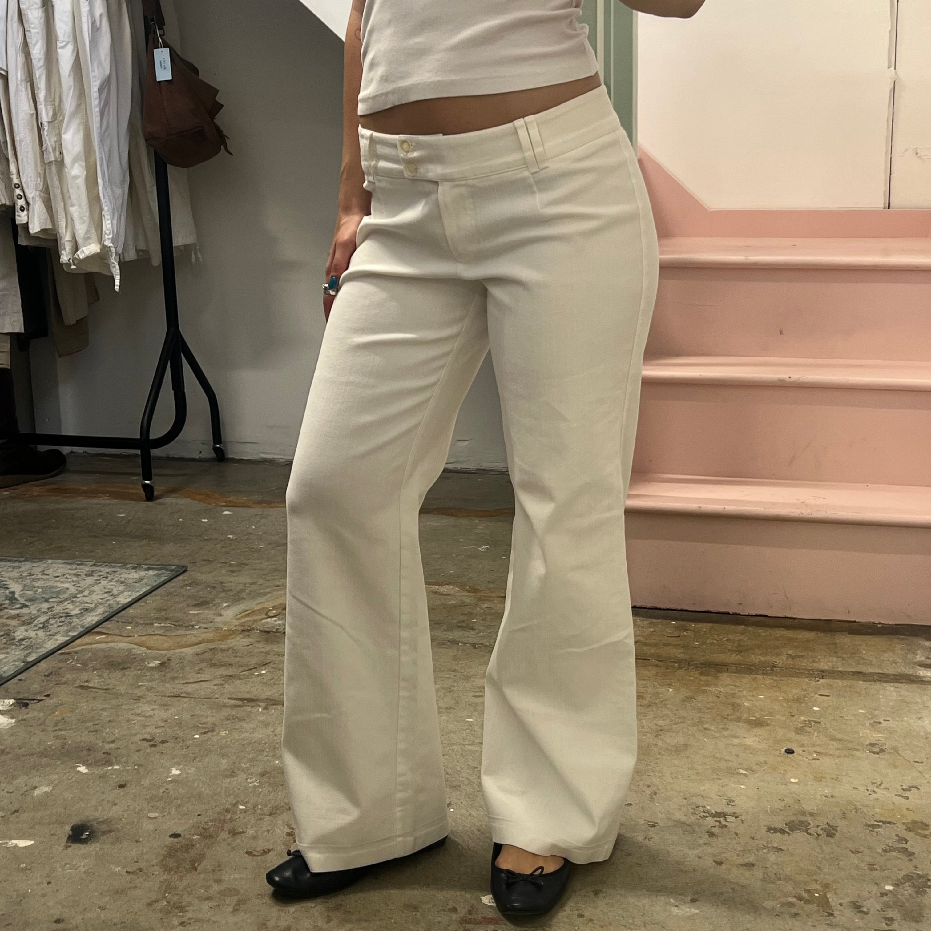White wide leg jeans