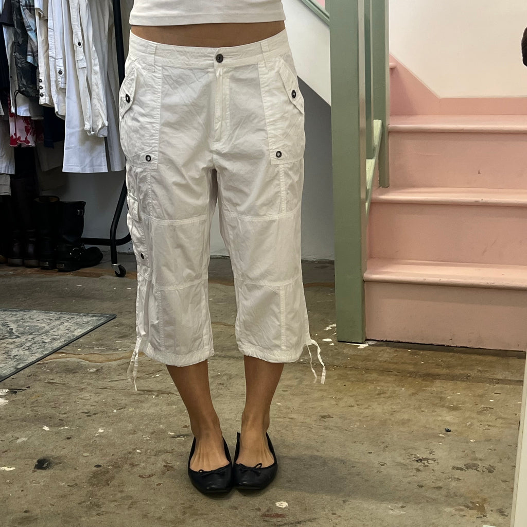 White baggy cargos capris