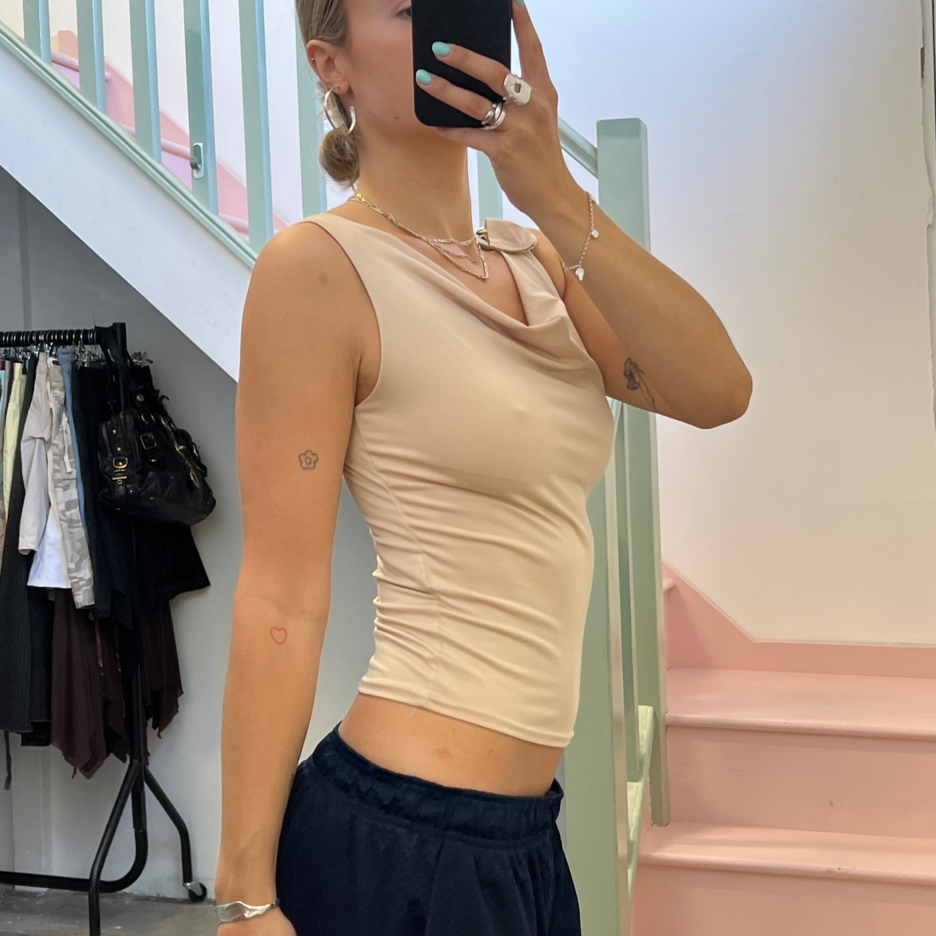 Cream cowl neck vest