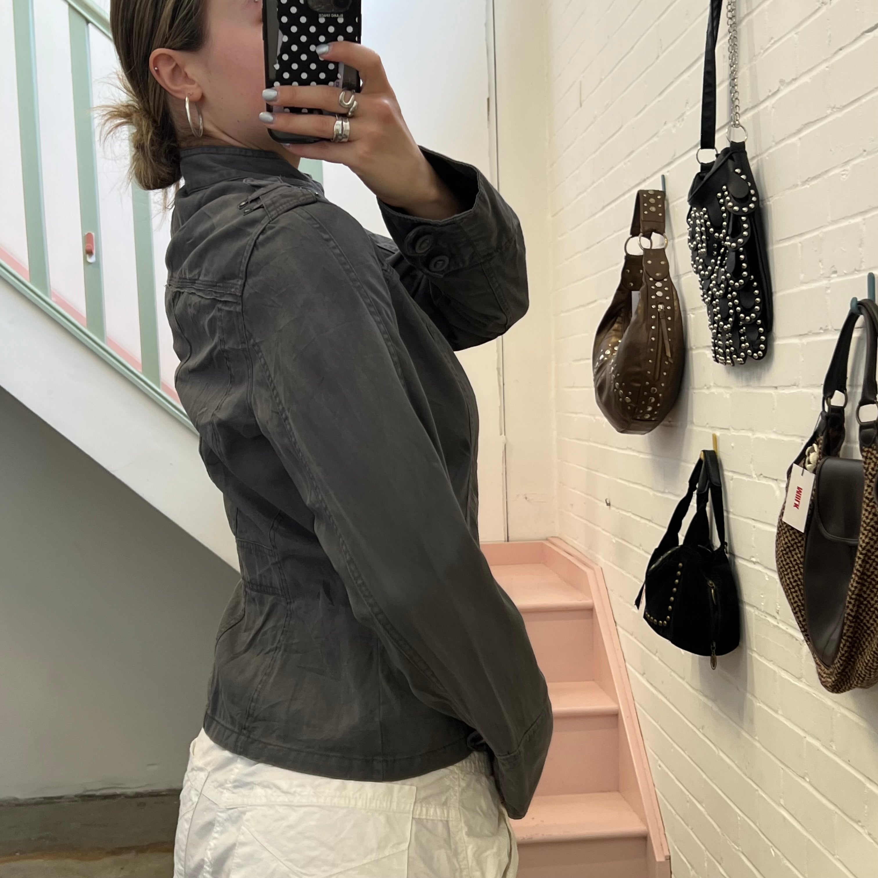 Mexx grey fitted button up utility jacket