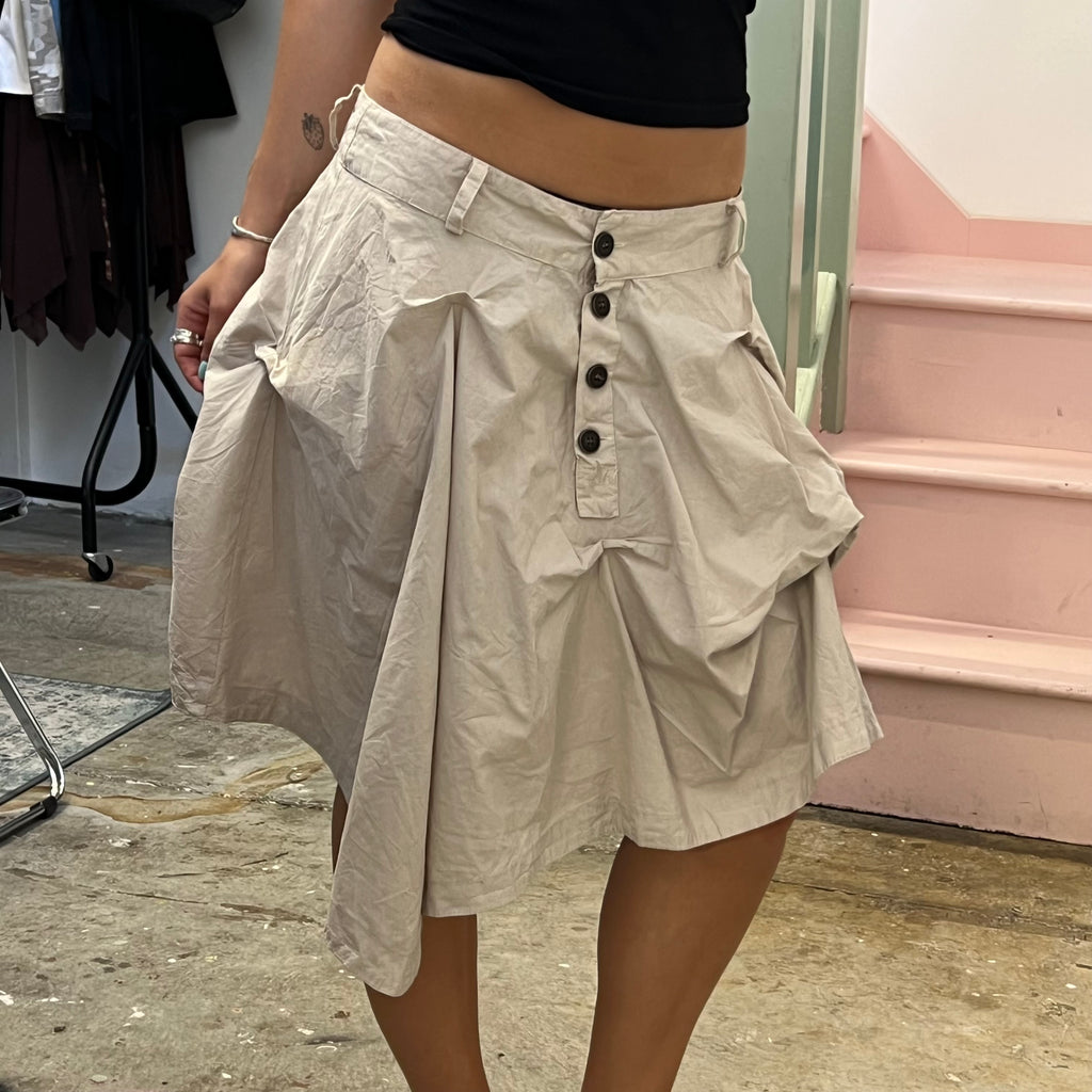 Cream ruched bubble asymmetrical utility skirt