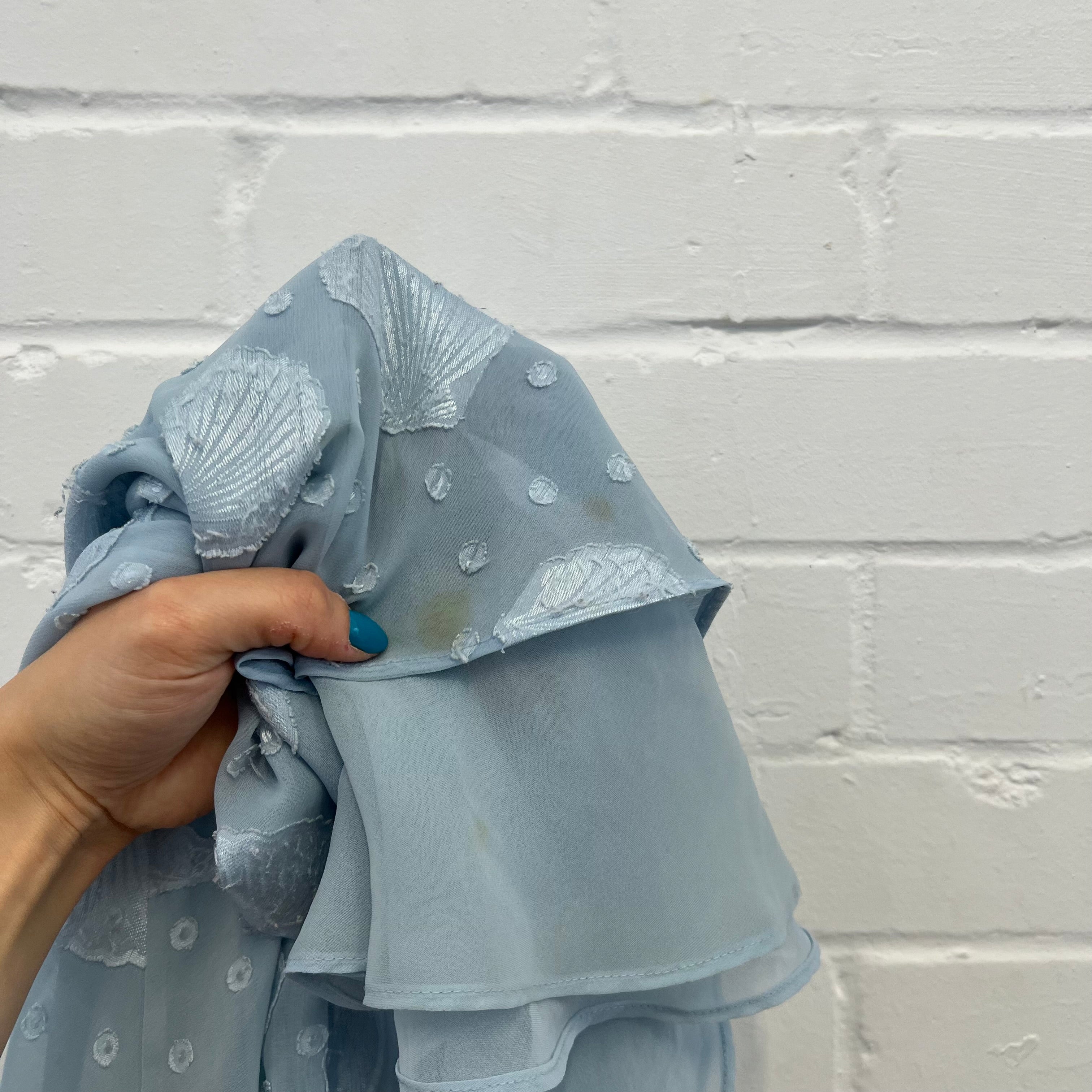 Blue layered seashell mini slip dress