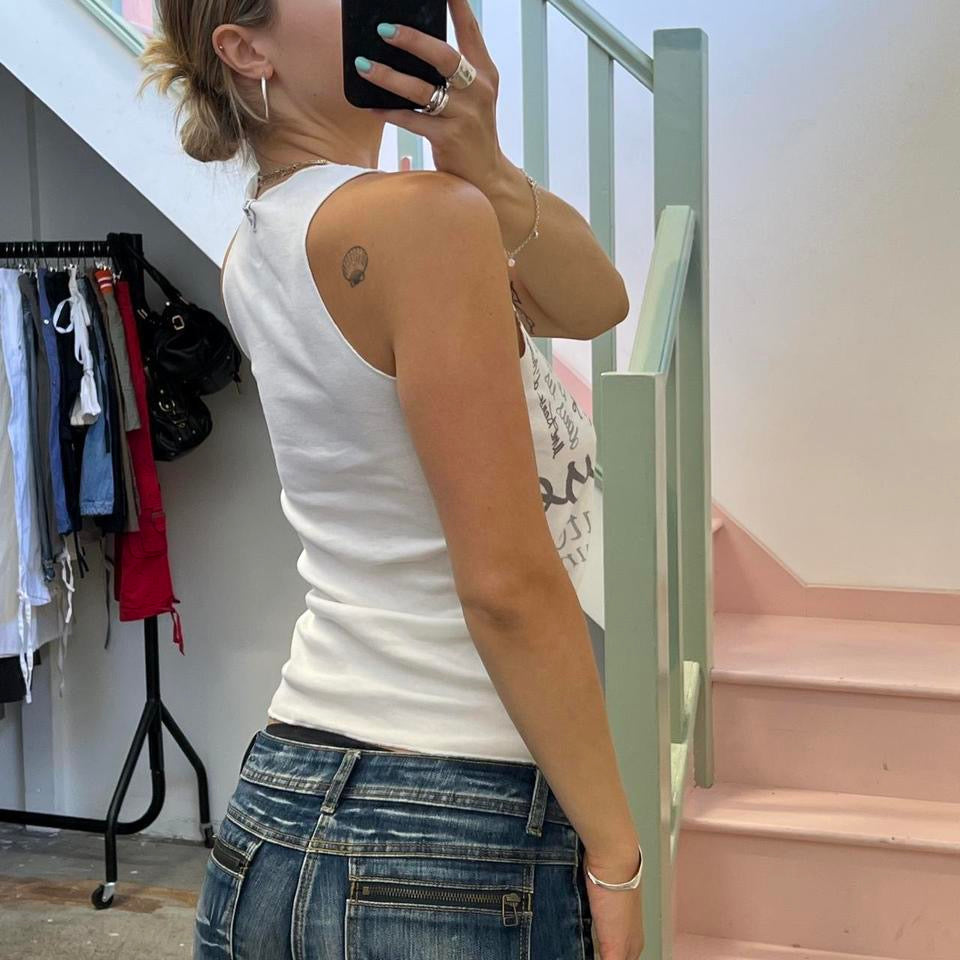 White and grey printed vest