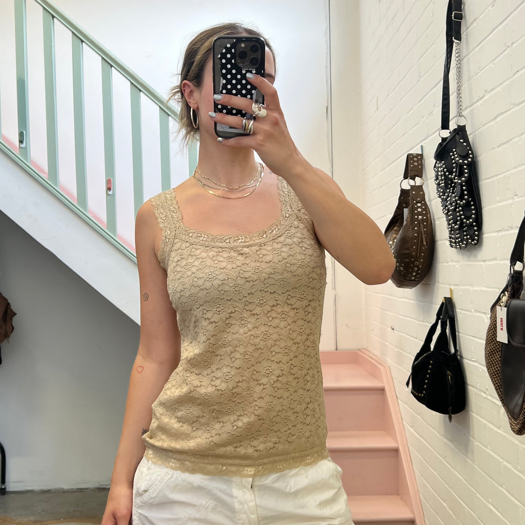 Cream lace vest