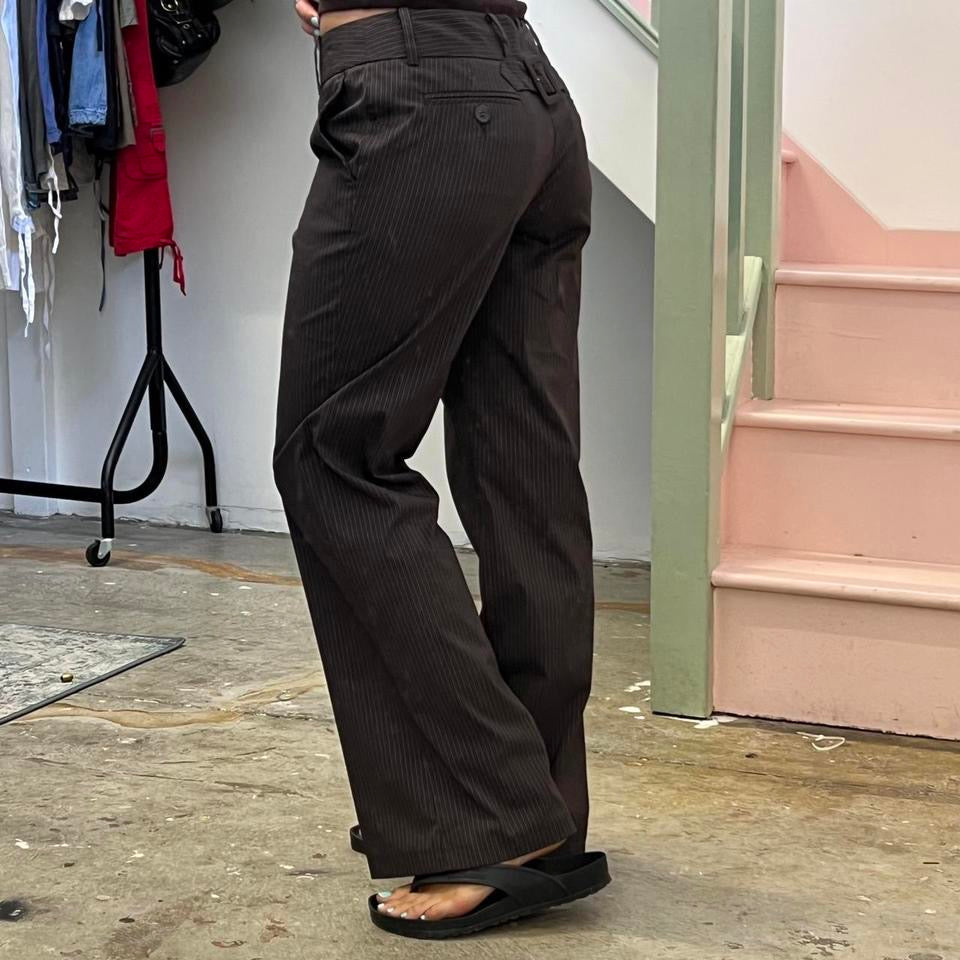 Mexx pinstripe low rise wide leg tailored trousers