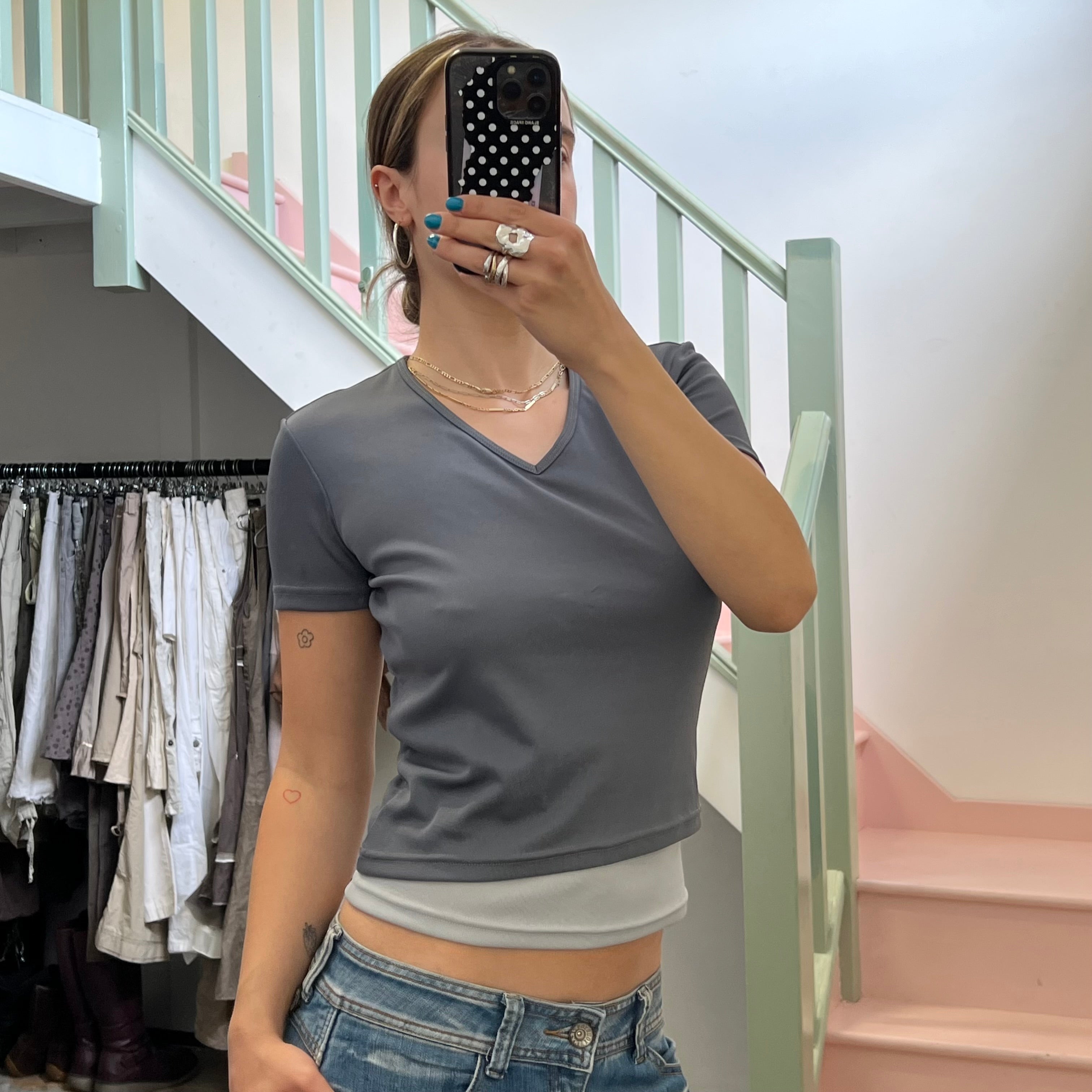 Grey layered baby tee