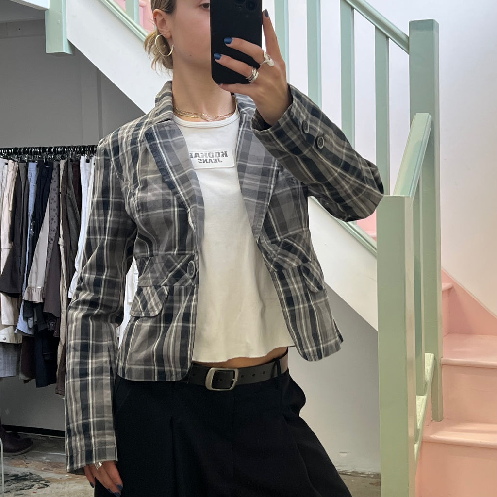 Motivi grey checkered fitted blazer