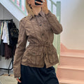 Brown utility style button up lightweight jacket