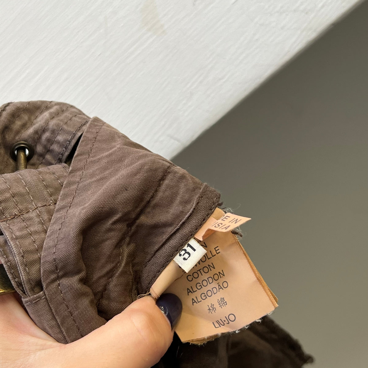 Brown belted cargo midi skirt