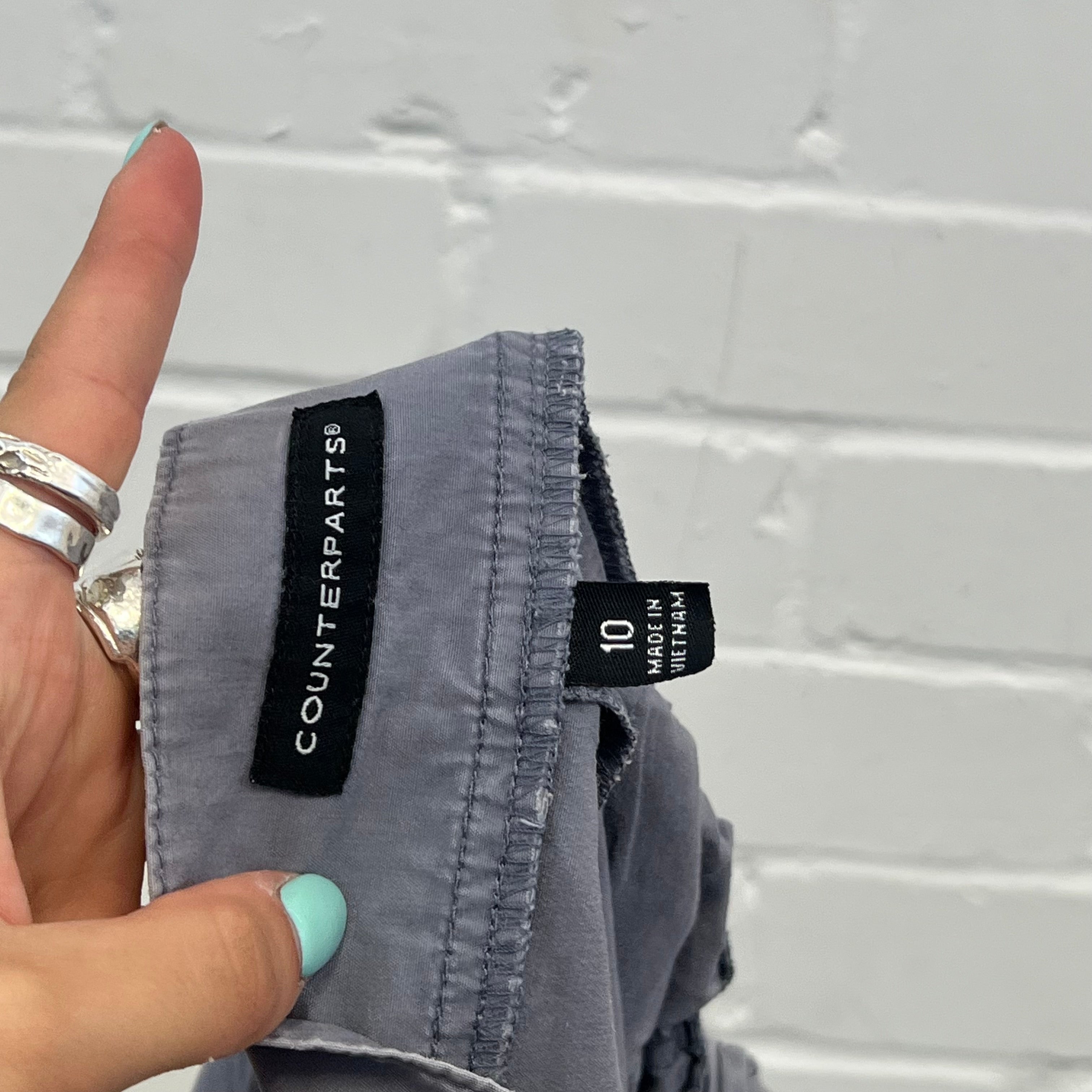 Grey tie waist cargo capris