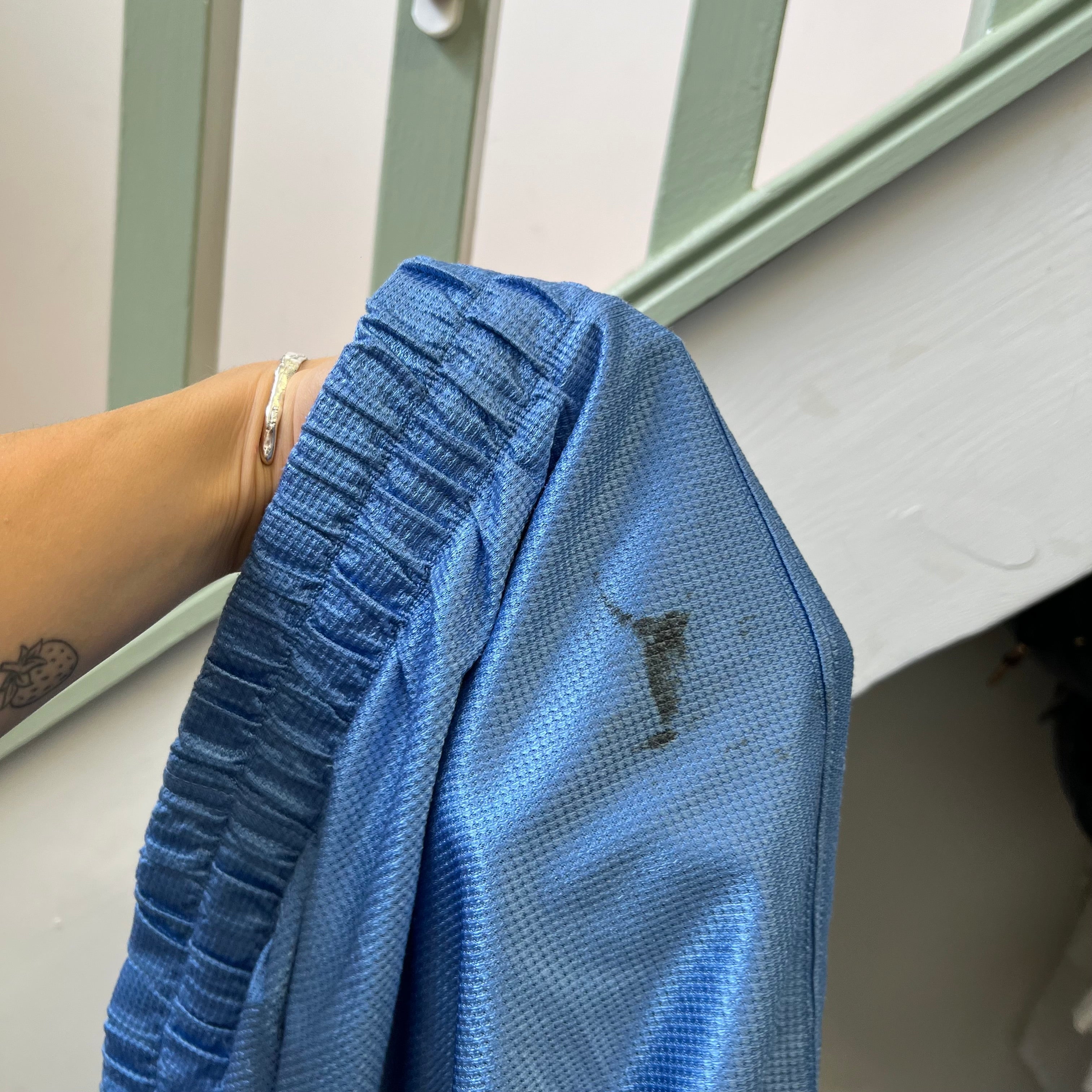 Light blue metallic basketball shorts