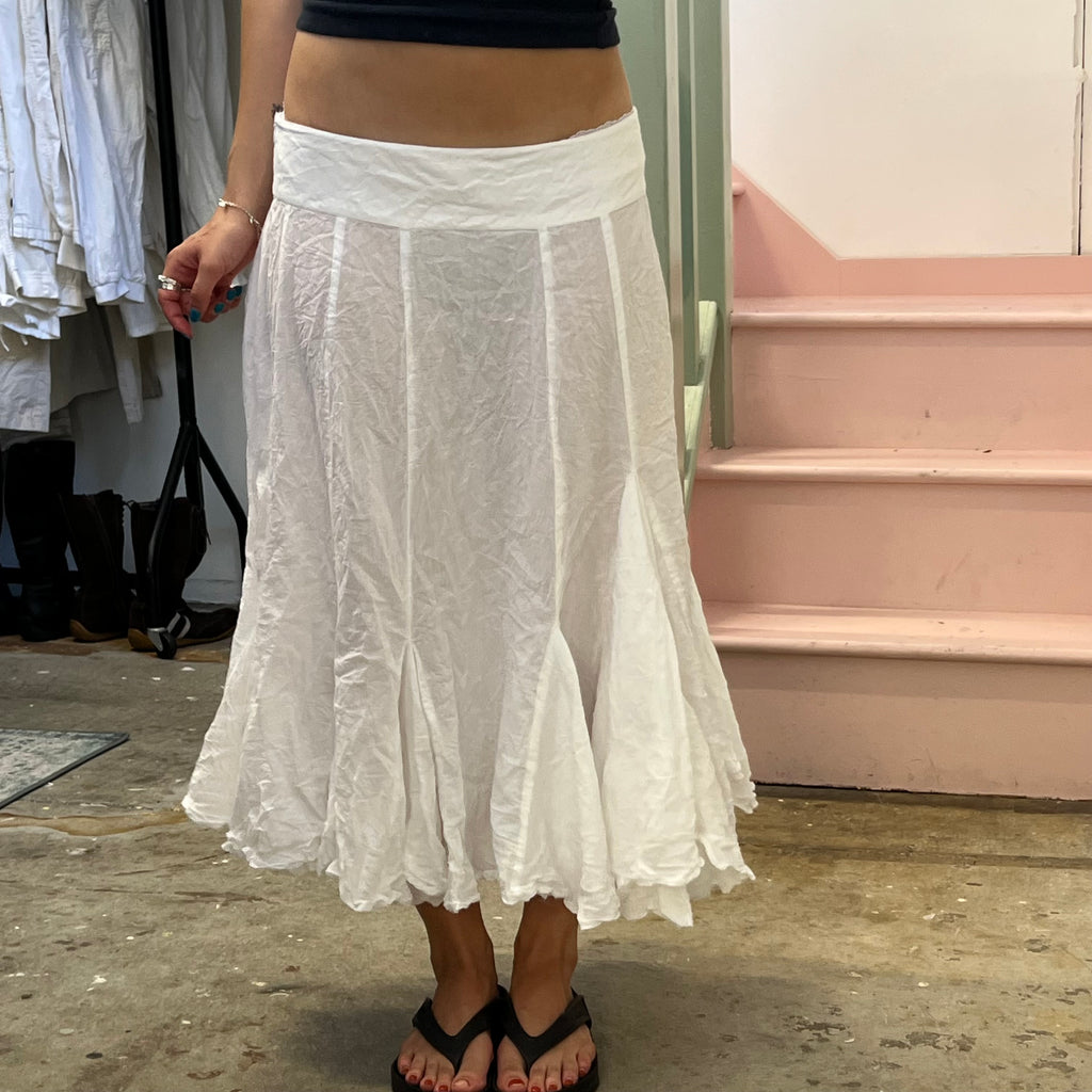 White sheer floaty pleated maxi skirt