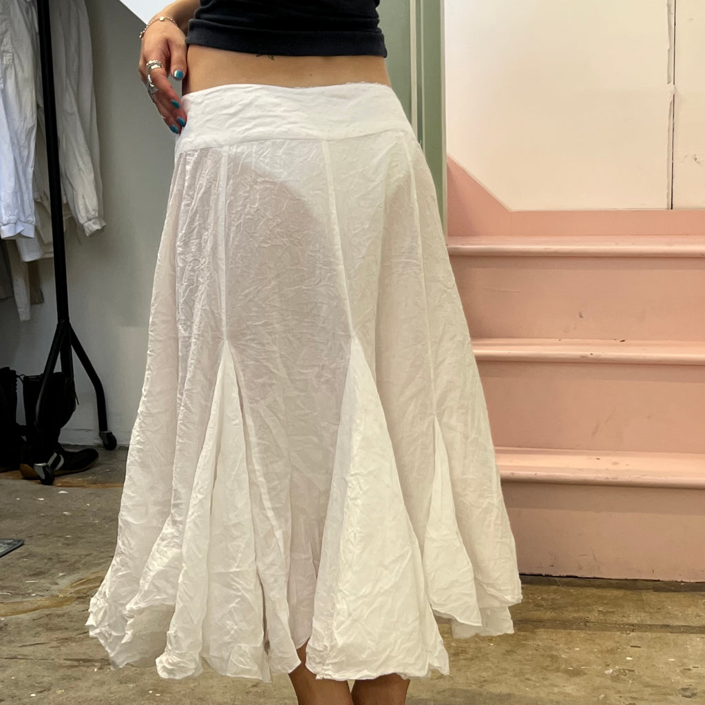White sheer floaty pleated maxi skirt