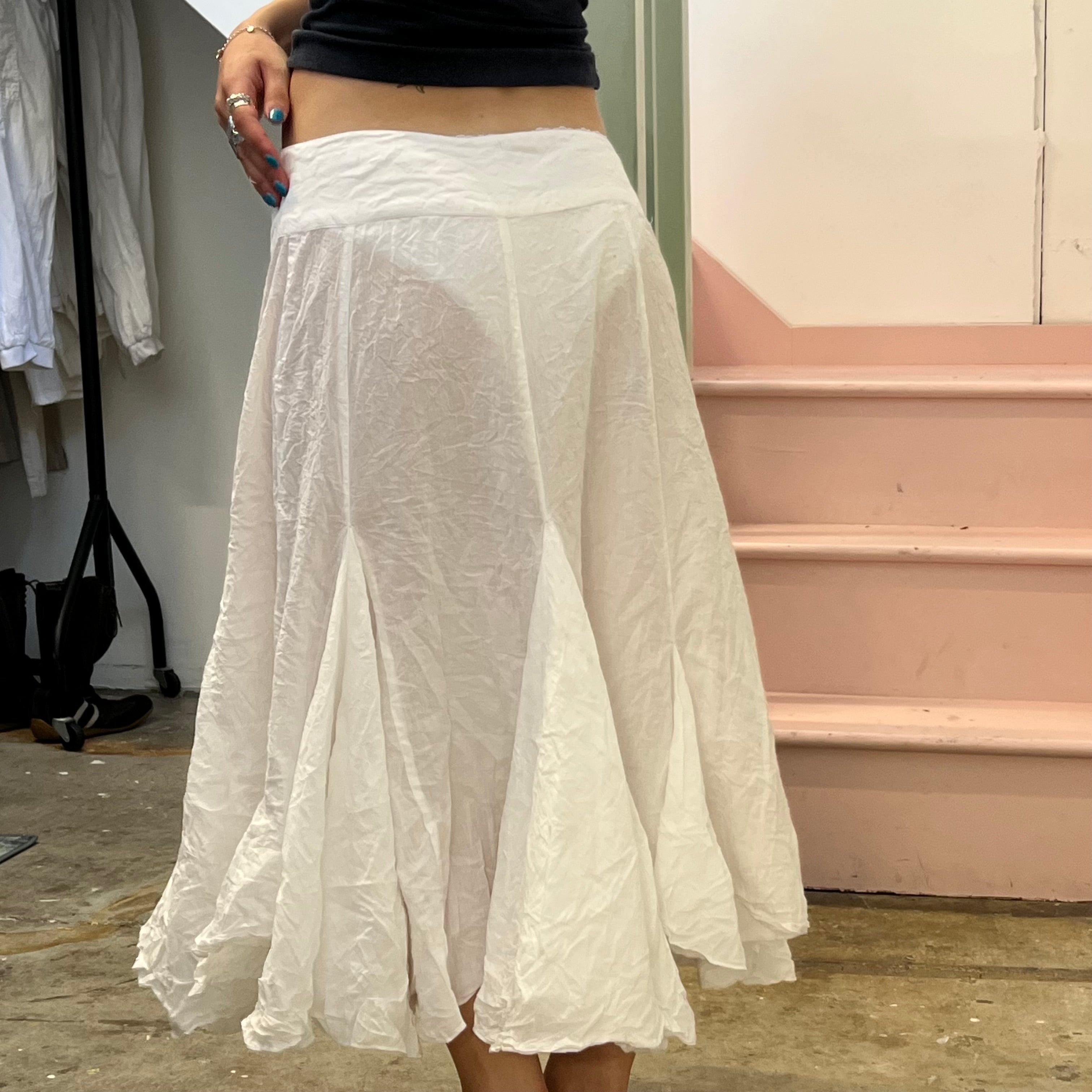 White sheer floaty pleated maxi skirt