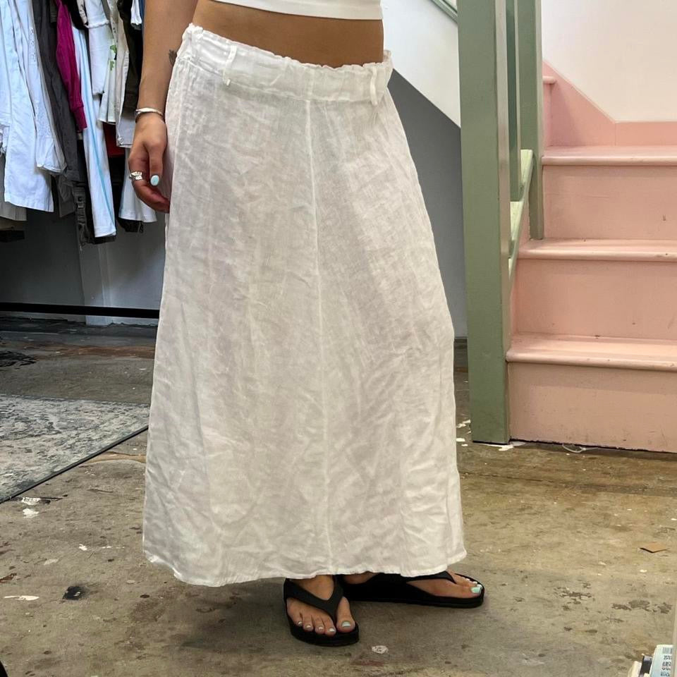White linen floaty maxi skirt