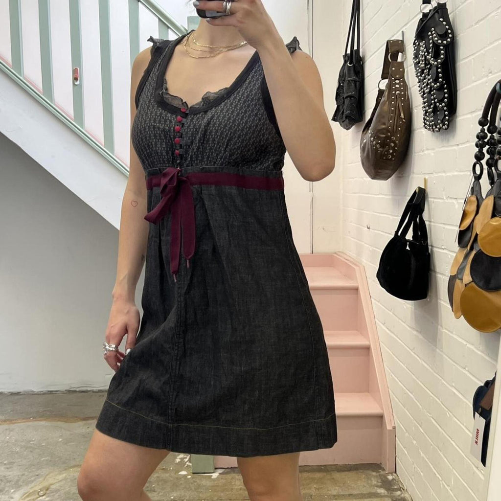 Cop Copine denim bubble printed mini dress