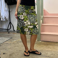 Green floral midi skirt