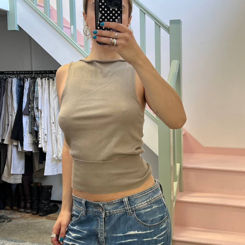 Cream slouchy lightweight knit vest