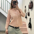 Orange and white pinstripe zip up fitted vintage shirt