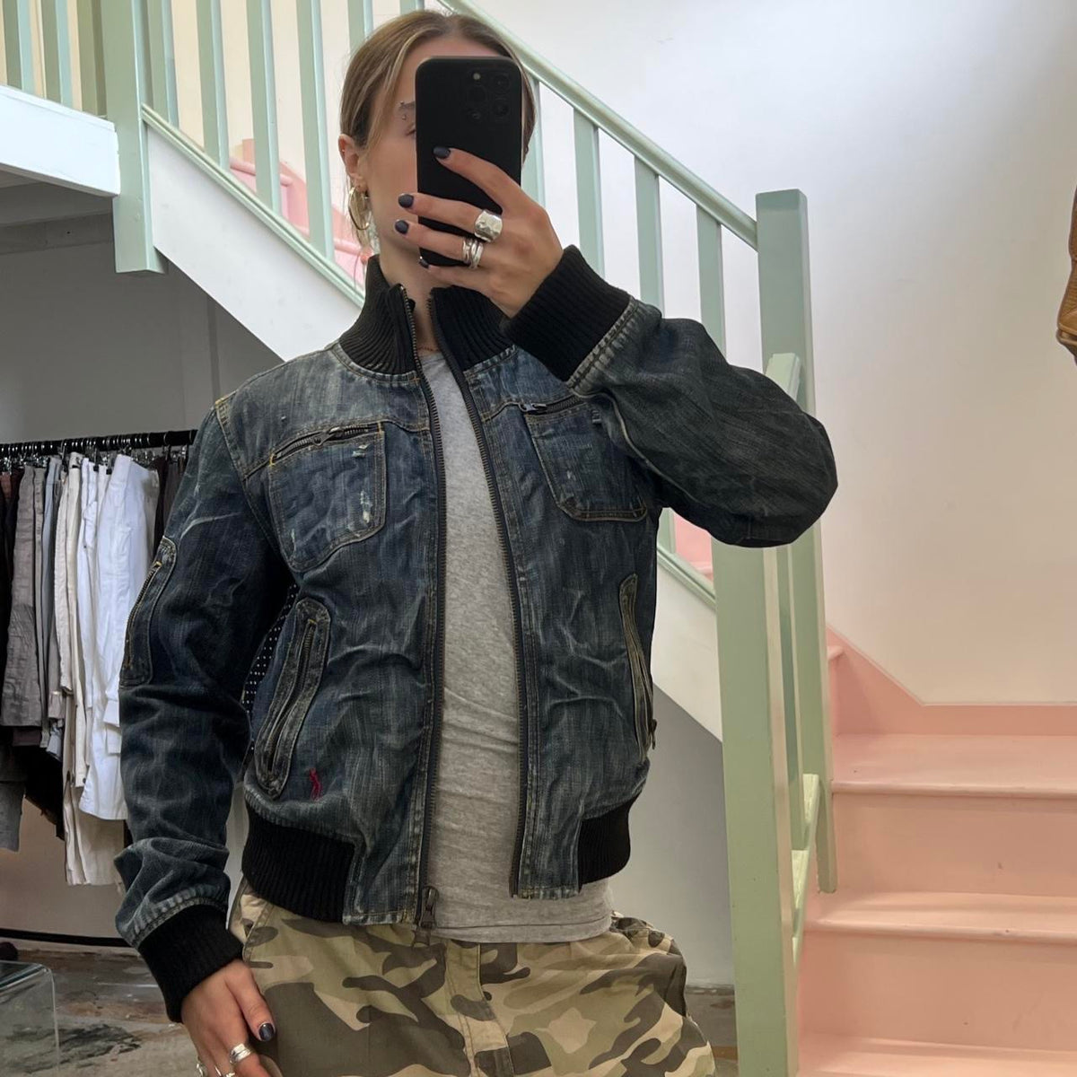Terranova dark wash denim bomber