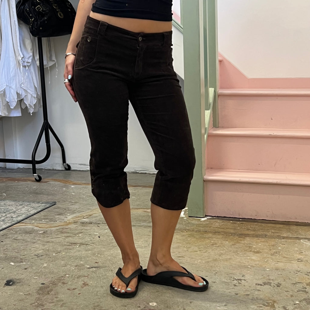 Brown corduroy fitted capris