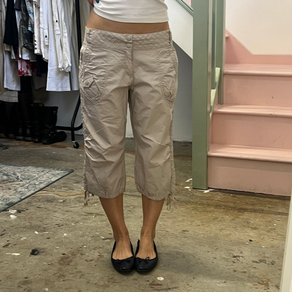 Cream baggy cargo capris