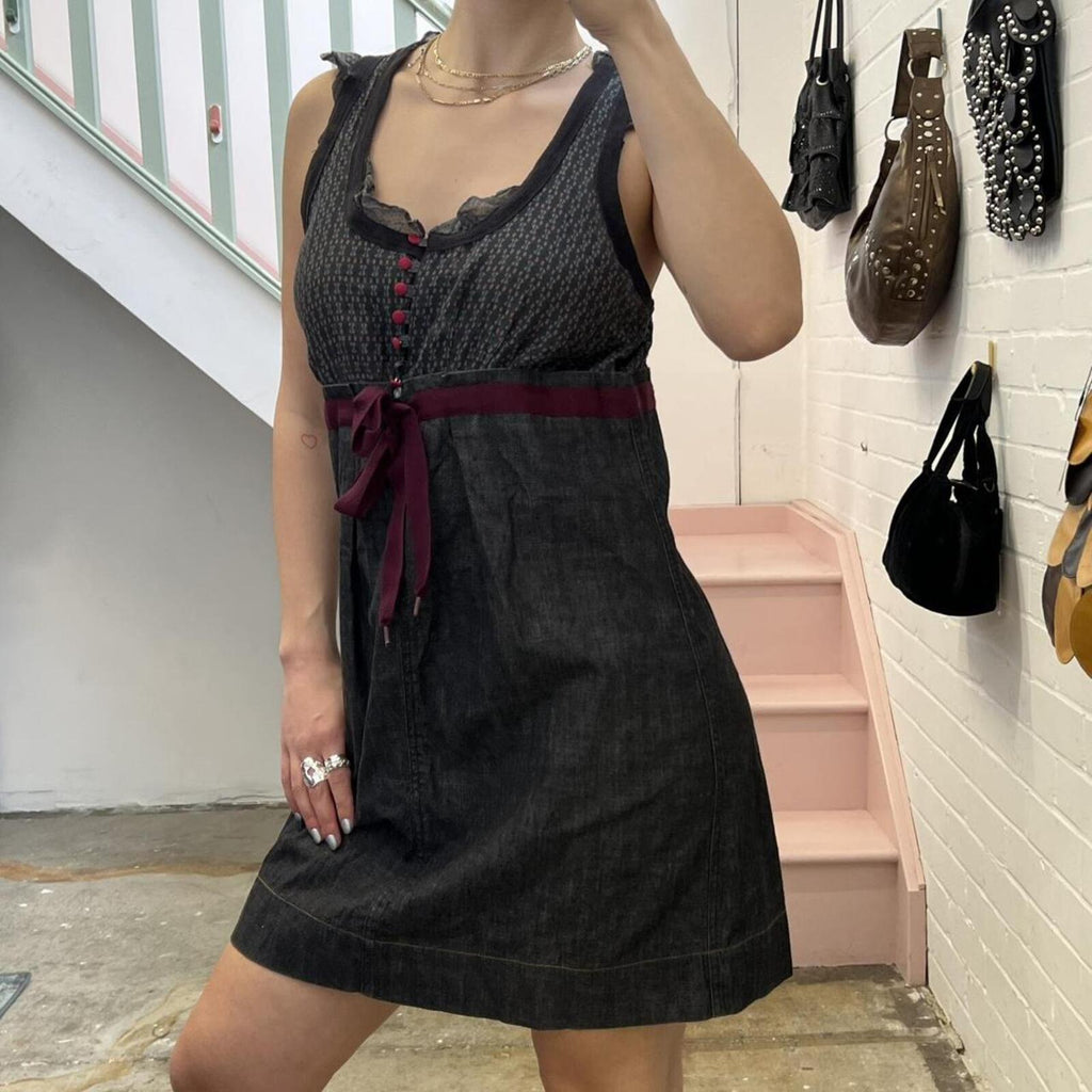 Cop Copine denim bubble printed mini dress