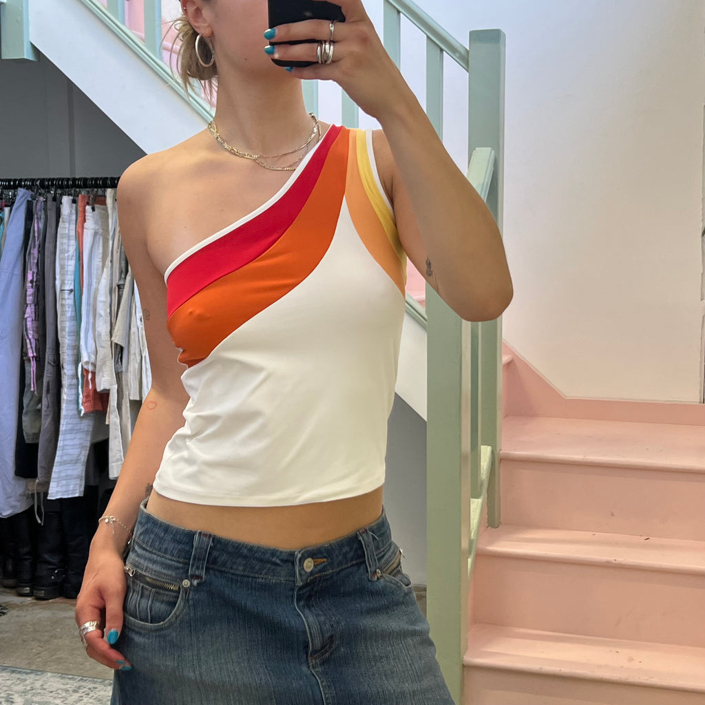 One shoulder stripe vest