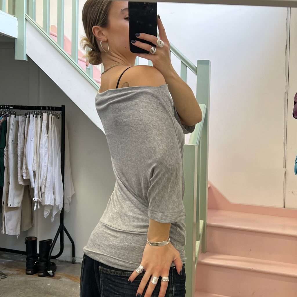 Grey slouchy batwing top