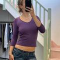 Purple striped v neck slinky top