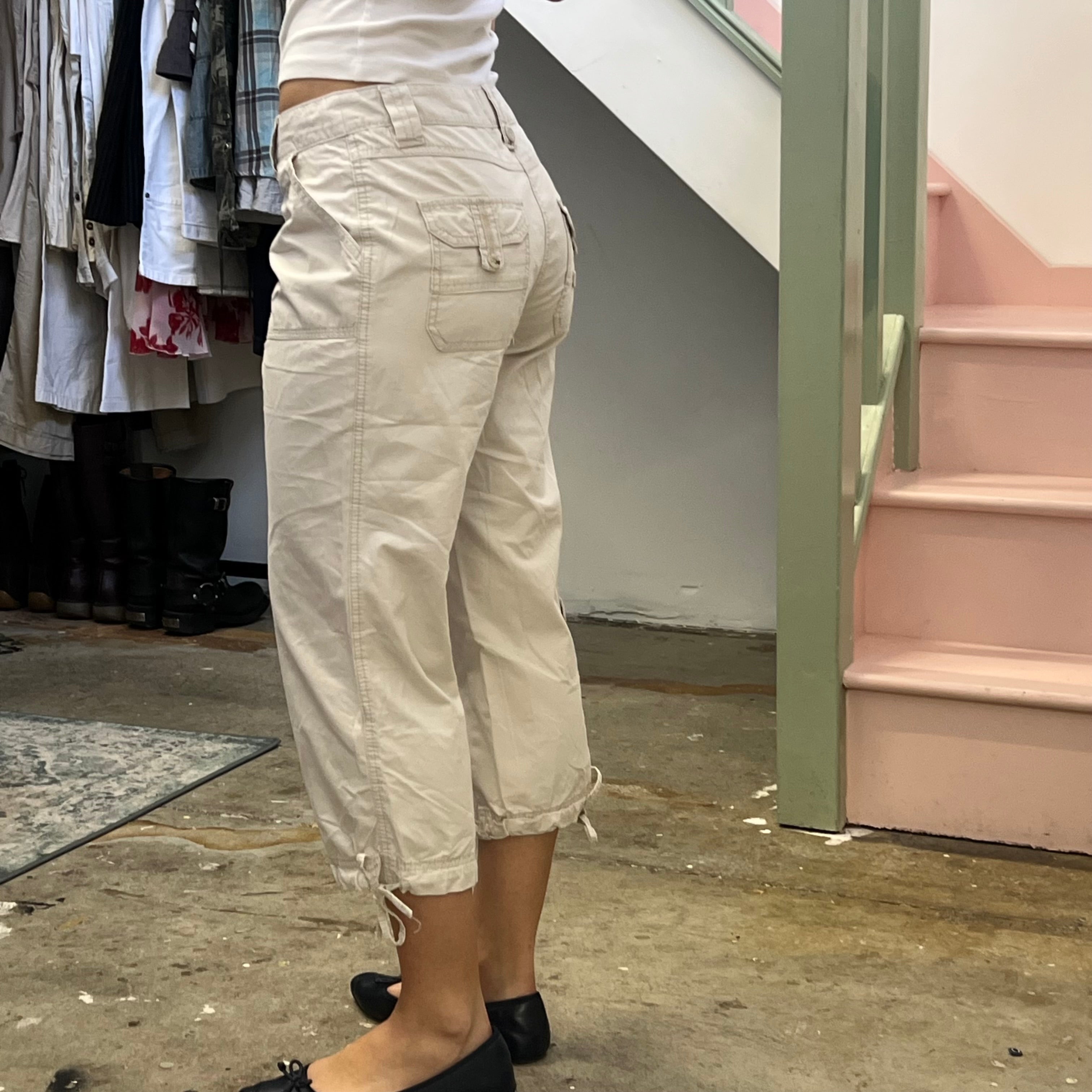 Street One cream wide leg cargos