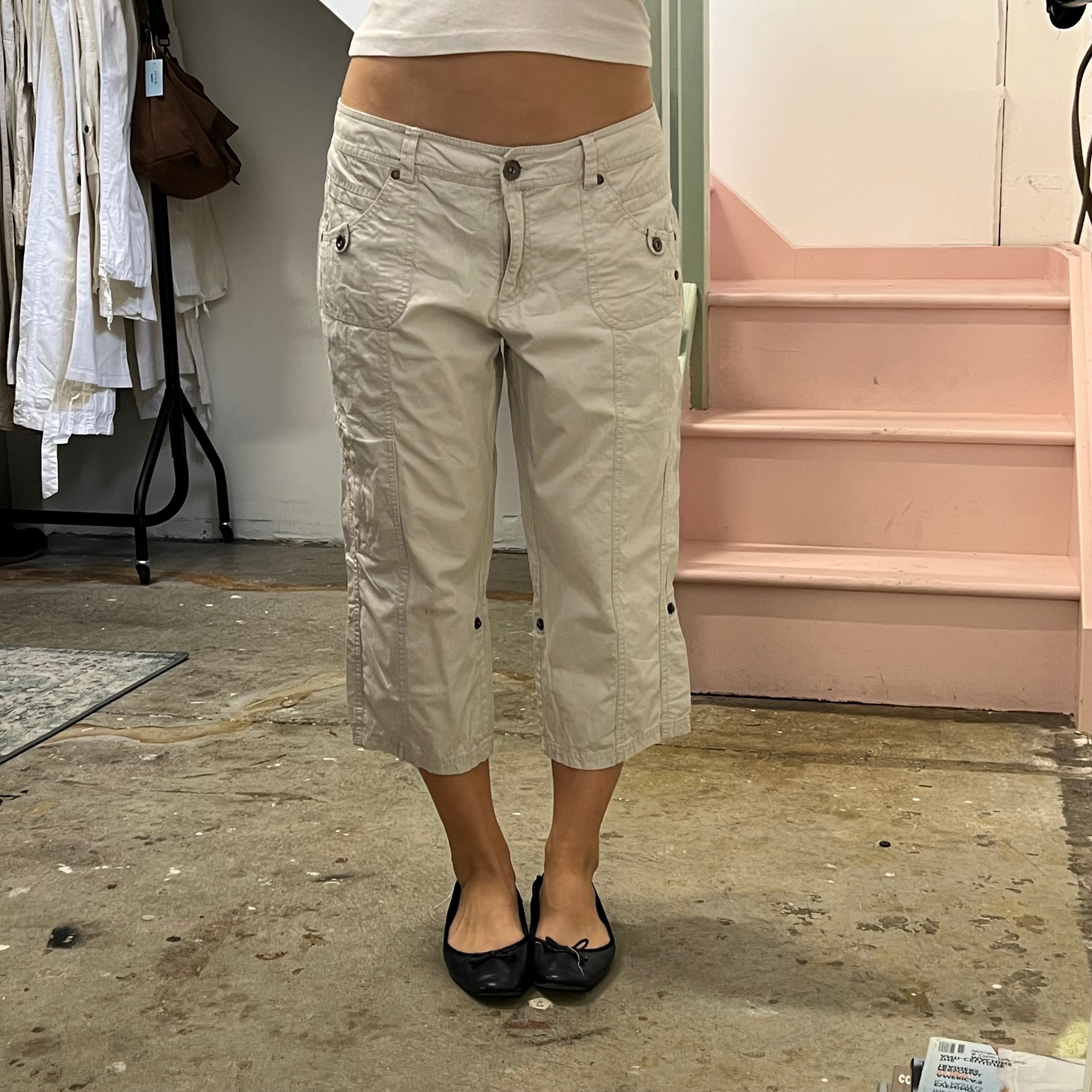 Cream cargo capris