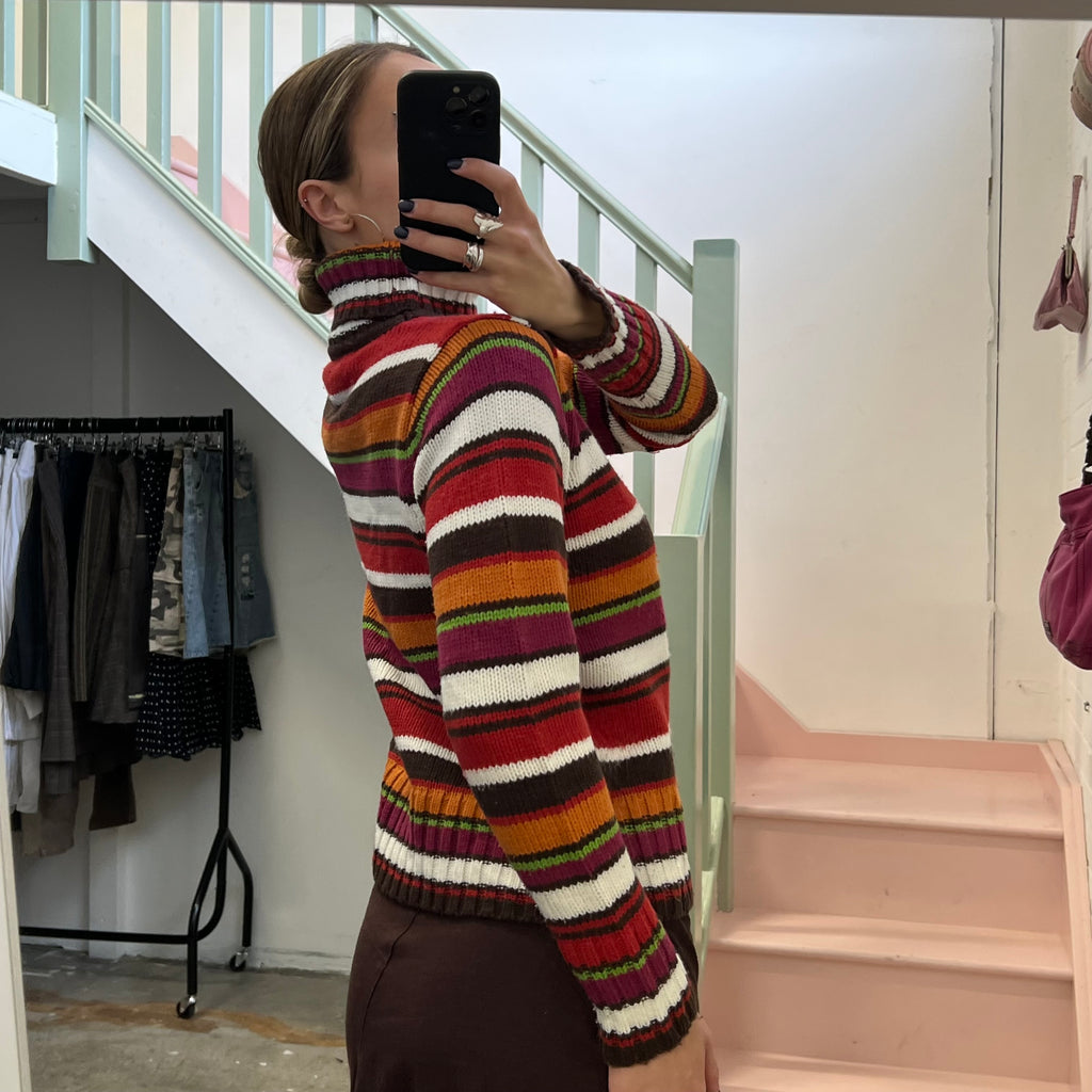 Stripe roll neck sweater