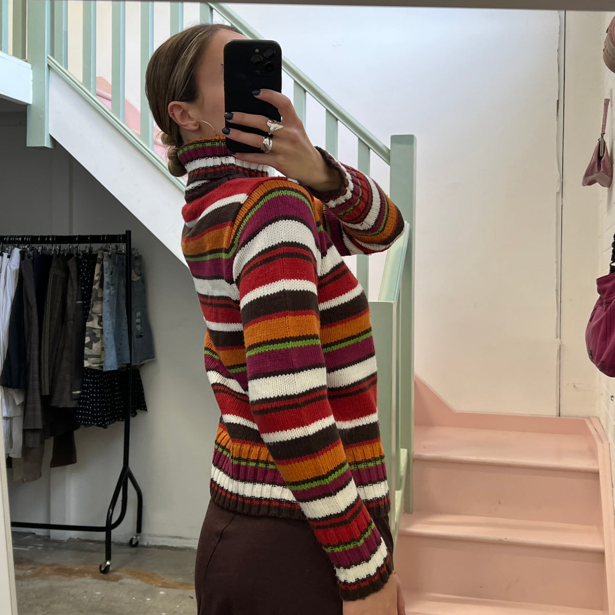 Stripe roll neck sweater