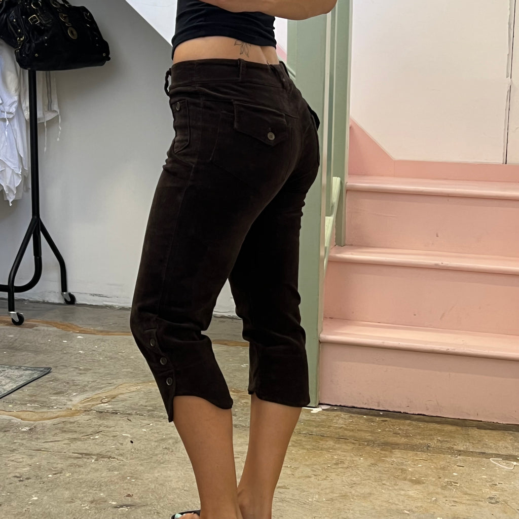 Brown corduroy fitted capris