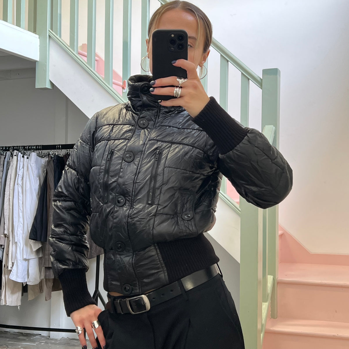 ONLY black utility puffer coat