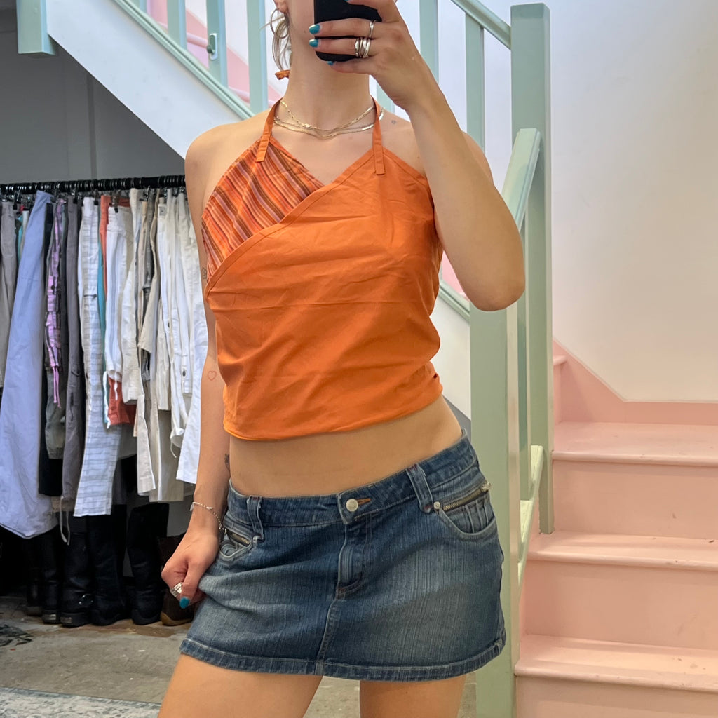 Orange reversible tie up top