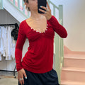 Burgundy v neck blouse