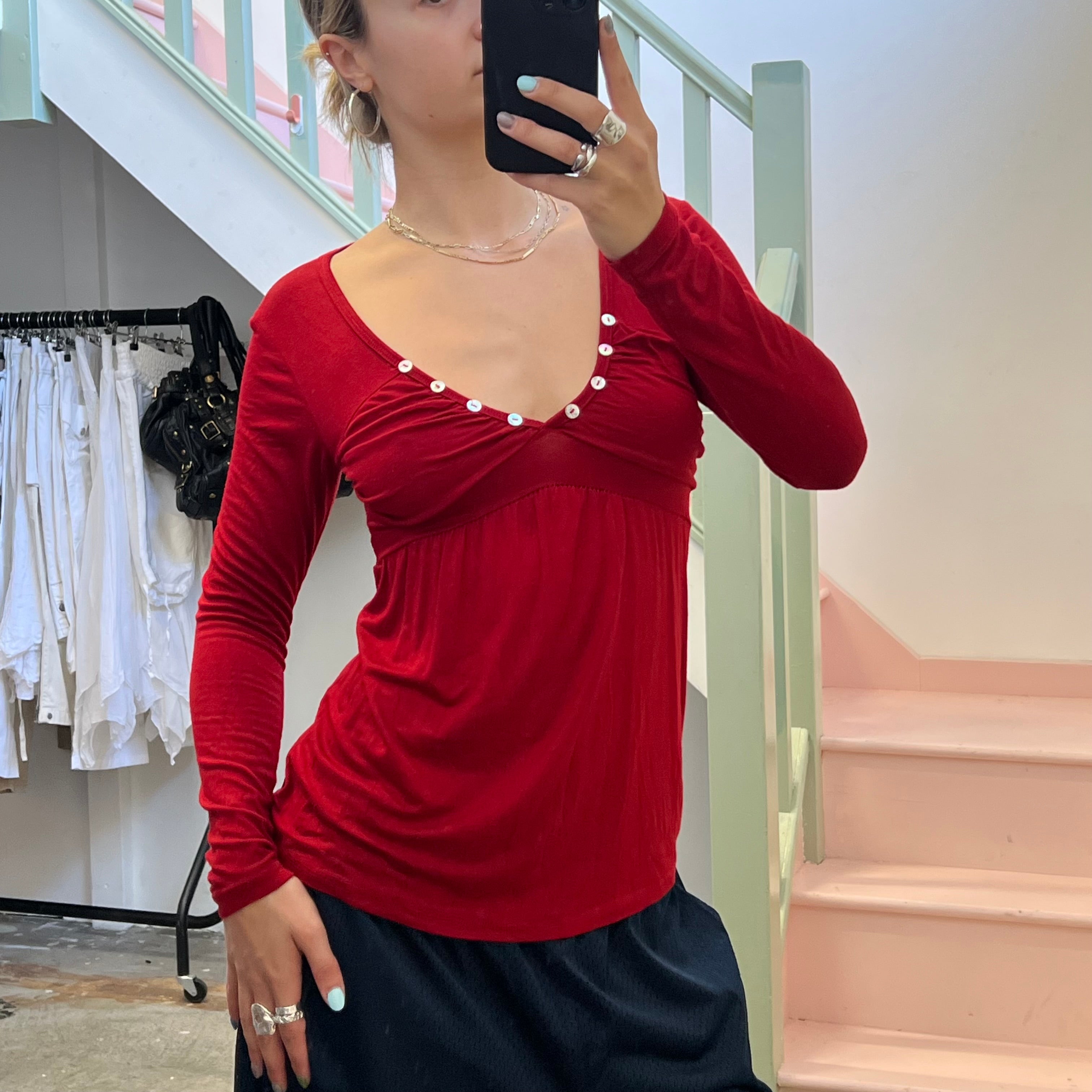Burgundy v neck blouse