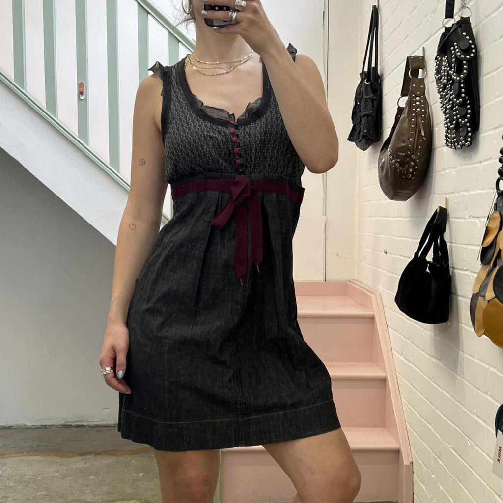 Cop Copine denim bubble printed mini dress