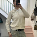 cream knitted zip up vintage cardigan