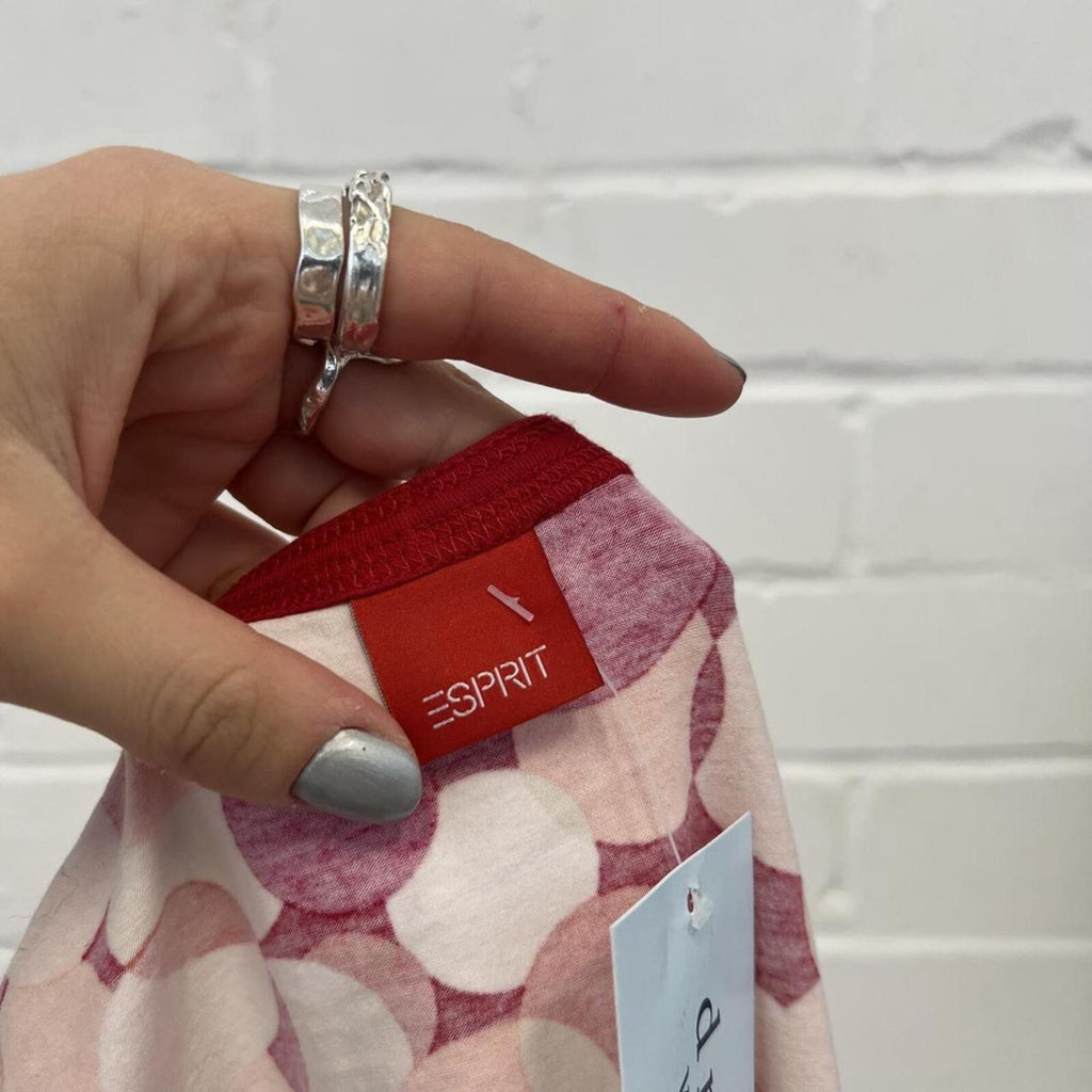 Esprit pink and red polka dot vintage sporty baby tee