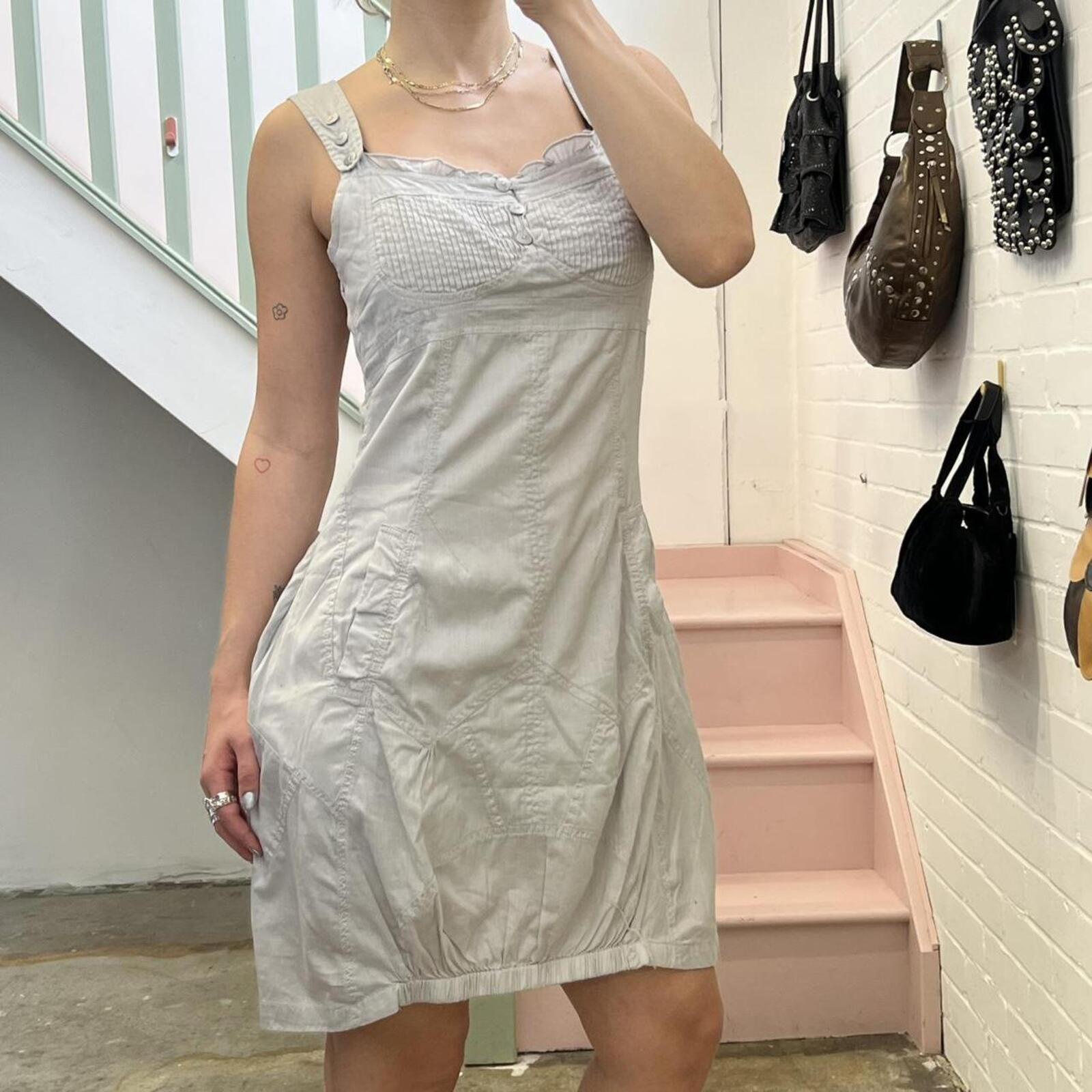 Grey utility style vintage bubble mini dress