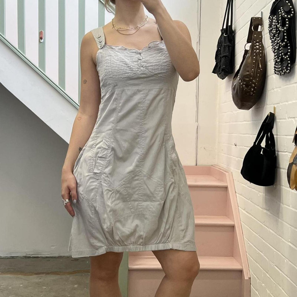 Grey utility style vintage bubble mini dress