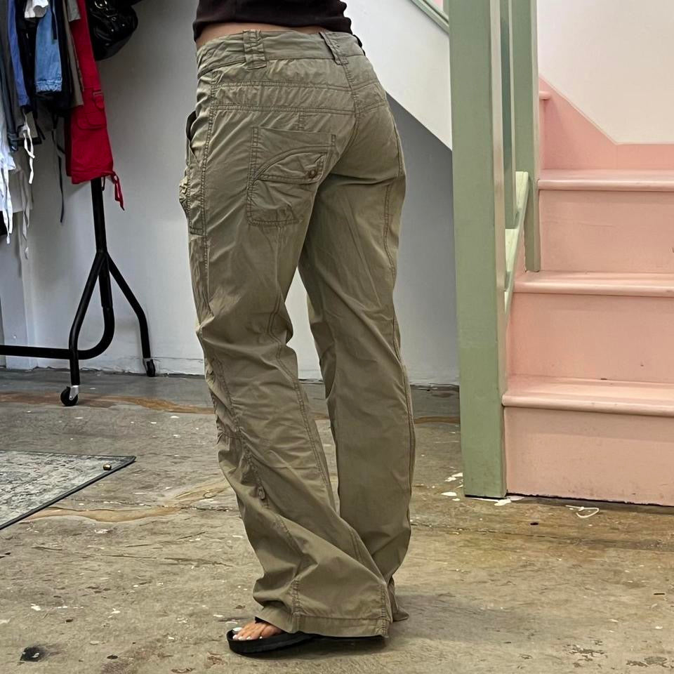 Mexx khaki wide leg cargo trousers