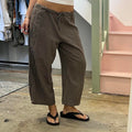 Brown wide leg linen trousers