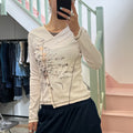 Cache cream graphic print long sleeve top