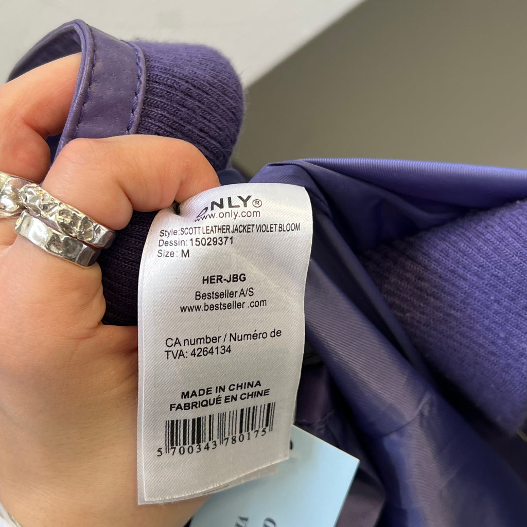 ONLY purple leather bomber jacket